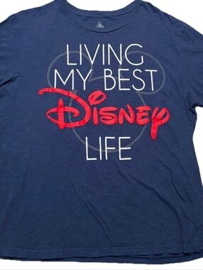 Mickey Living My Best Disney Life T Shirt New Blue Large